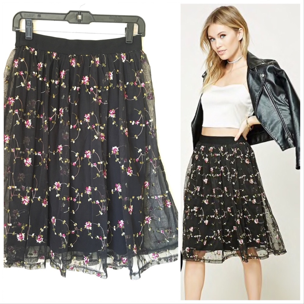 Forever 21 Embroidered Skirt